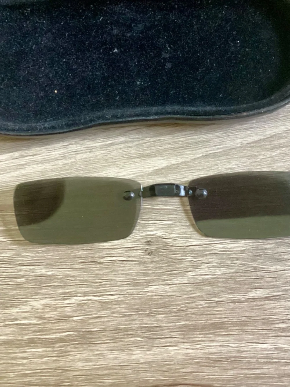 Lot Of 2 Vintage Clip On Sunglasses W/Hard Case OKO Round Rectangular Unisex